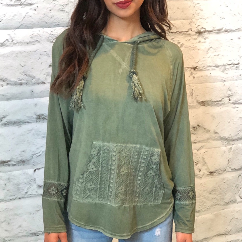 Olive hooded top